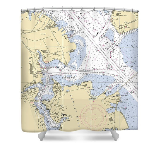 Curtis Bay Maryland Nautical Chart Shower Curtain