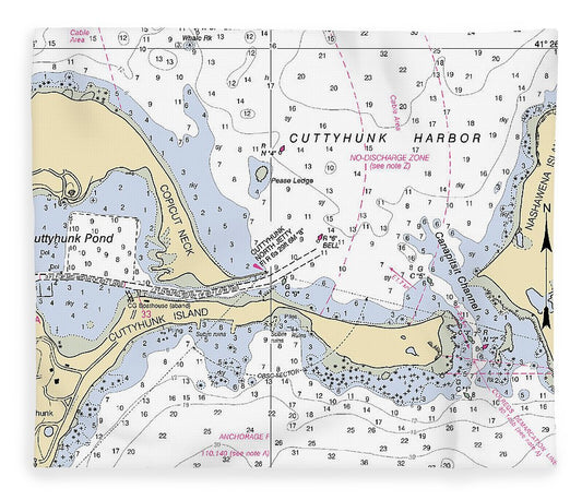Cuttyhunk Harbor Massachusetts Nautical Chart Blanket