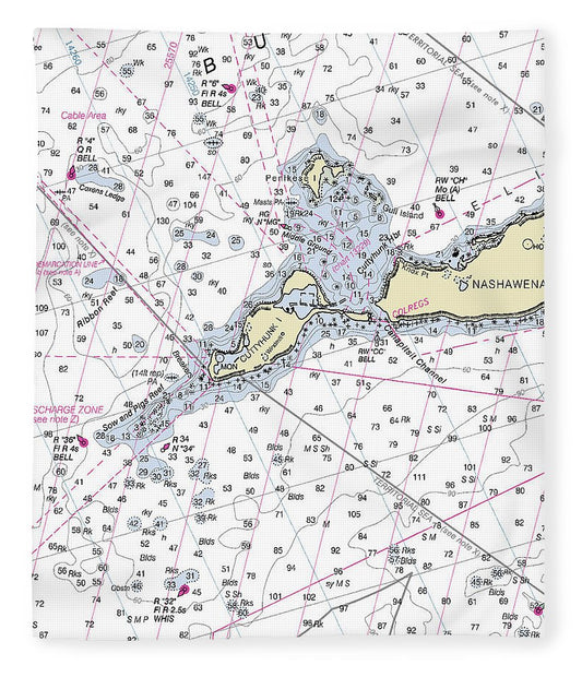 Cuttyhunk Massachusetts Nautical Chart Blanket