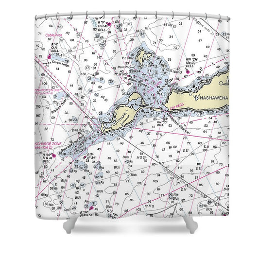 Cuttyhunk Massachusetts Nautical Chart Shower Curtain