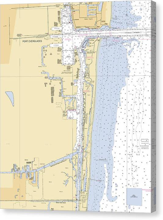 Dania-Beach -Florida Nautical Chart _V6 Canvas Print