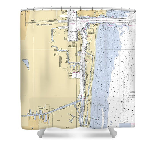 Dania Beach  Florida Nautical Chart _V6 Shower Curtain