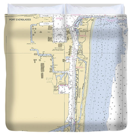 Dania Beach  Florida Nautical Chart _V6 Duvet Cover
