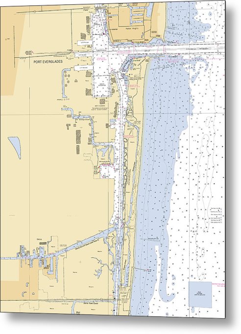 A beuatiful Metal Print of the Dania-Beach -Florida Nautical Chart _V6 - Metal Print by SeaKoast.  100% Guarenteed!
