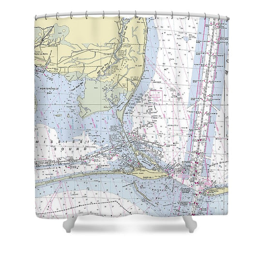 Dauphin Island Alabama Nautical Chart Shower Curtain