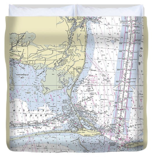 Dauphin Island Alabama Nautical Chart Duvet Cover