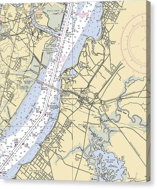 Deepwater Point-New Jersey Nautical Chart Canvas Print