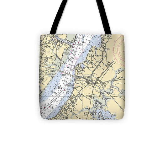 Deepwater Point New Jersey Nautical Chart Tote Bag