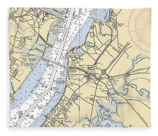 Deepwater Point New Jersey Nautical Chart Blanket