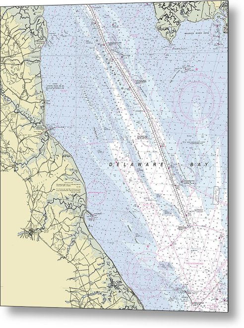 A beuatiful Metal Print of the Delaware Bay Delaware Nautical Chart - Metal Print by SeaKoast.  100% Guarenteed!