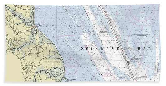 Delaware Bay Delaware Nautical Chart - Beach Towel