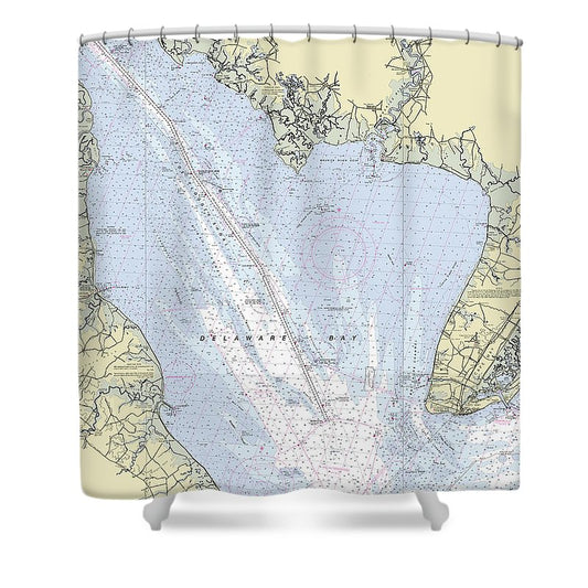 Delaware Bay New Jersey Nautical Chart Shower Curtain