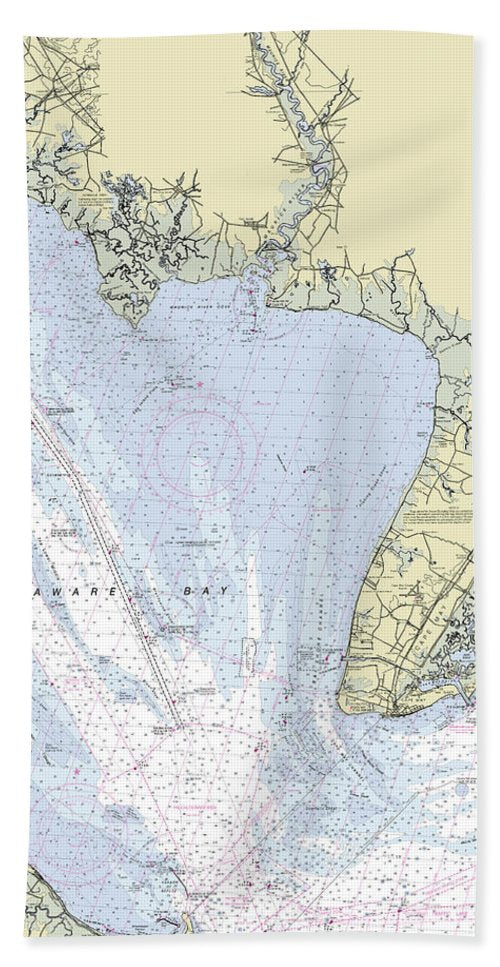 Delaware Bay New Jersey Nautical Chart - Beach Towel