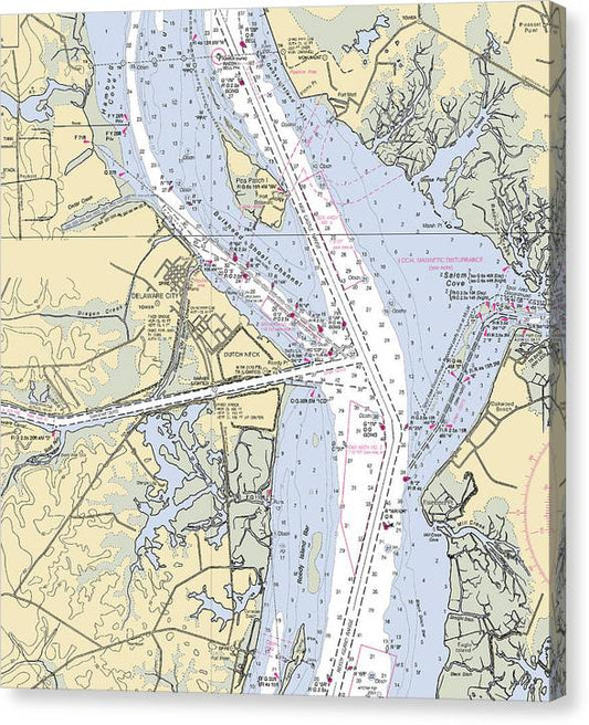 Delaware City-Delaware Nautical Chart Canvas Print
