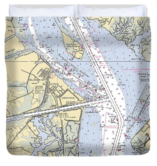 Delaware City Delaware Nautical Chart Duvet Cover