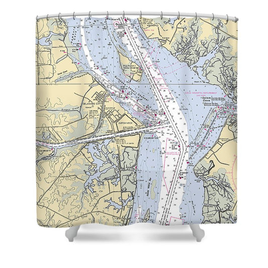 Delaware City Delaware Nautical Chart Shower Curtain