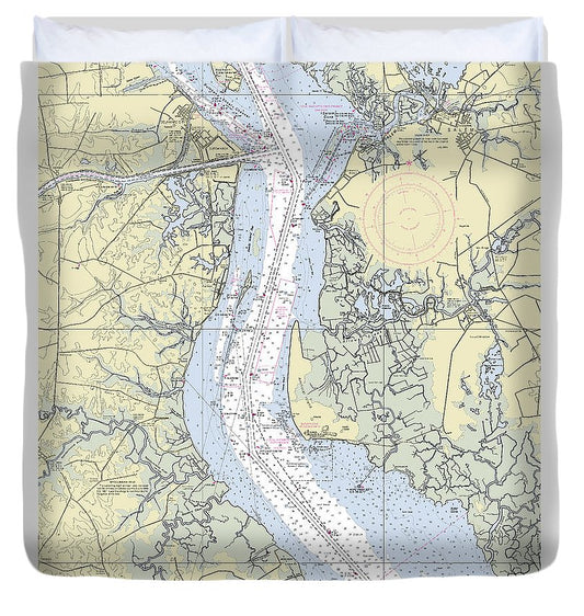 Delaware River And Canal Delaware Nautical Chart Duvet Cover