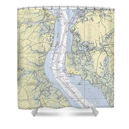 Delaware River And Canal Delaware Nautical Chart Shower Curtain