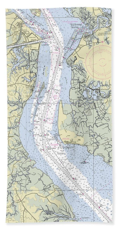 Delaware River and Canal Delaware Nautical Chart - Beach Towel