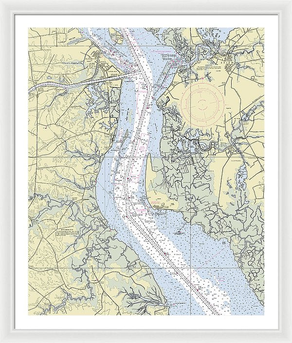 Delaware River And Canal Delaware Nautical Chart - Framed Print 32.875" x 40.000" Framed Nautical Chart Print by SeaKoast.