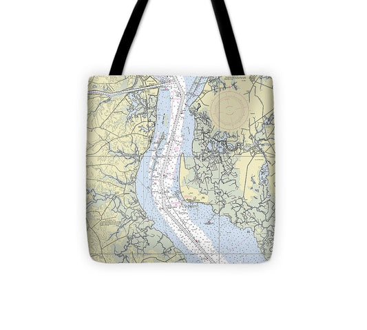 Delaware River And Canal Delaware Nautical Chart Tote Bag