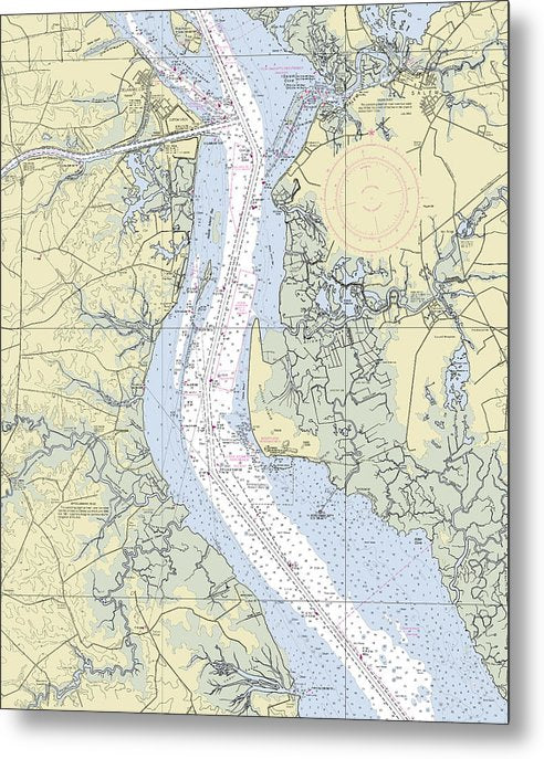 A beuatiful Metal Print of the Delaware River And Canal Delaware Nautical Chart - Metal Print by SeaKoast.  100% Guarenteed!
