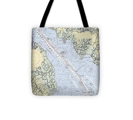 Delaware River And Dover Delaware Nautical Chart Tote Bag