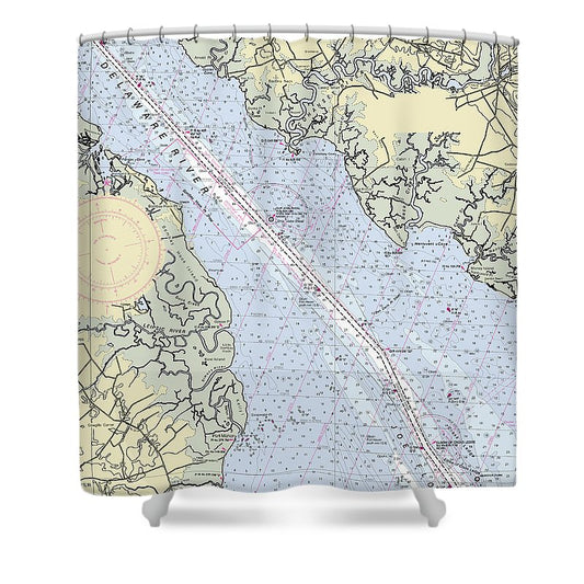 Delaware River And Dover Delaware Nautical Chart Shower Curtain