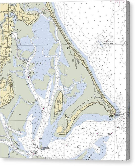 Duxbury Bay-Massachusetts Nautical Chart Canvas Print