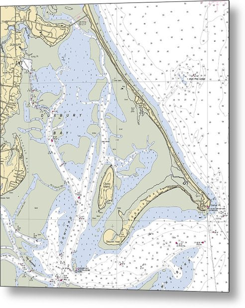 A beuatiful Metal Print of the Duxbury Bay-Massachusetts Nautical Chart - Metal Print by SeaKoast.  100% Guarenteed!
