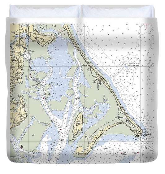 Duxbury Bay Massachusetts Nautical Chart Duvet Cover