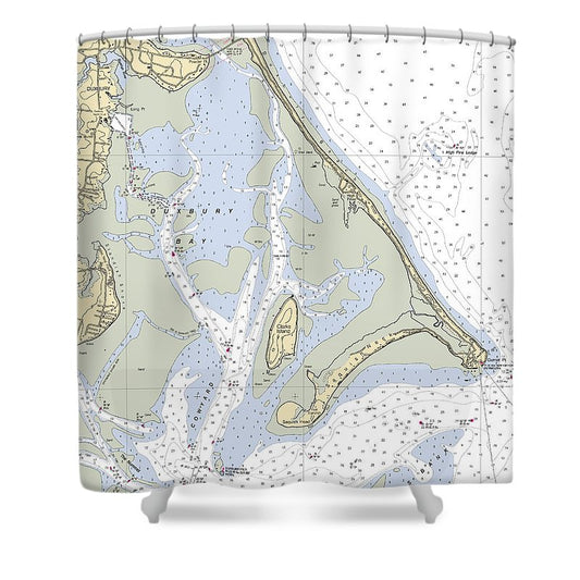 Duxbury Bay Massachusetts Nautical Chart Shower Curtain