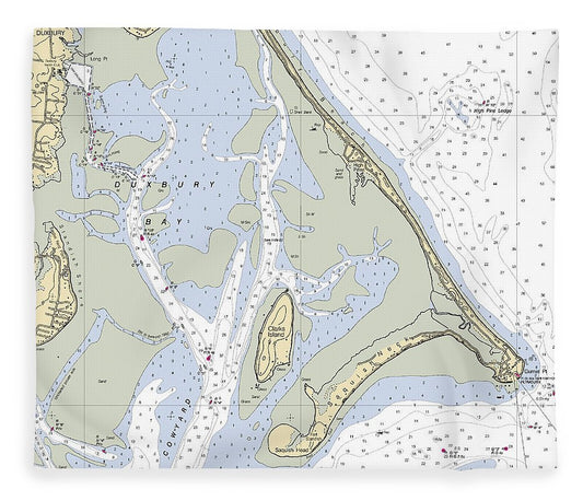 Duxbury Bay Massachusetts Nautical Chart Blanket