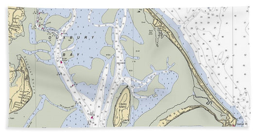 Duxbury Bay-massachusetts Nautical Chart - Bath Towel