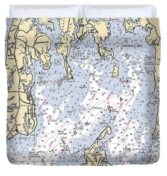 Eastern Bay Maryland Nautical Chart Duvet Cover