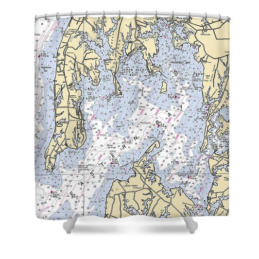 Eastern Bay Maryland Nautical Chart Shower Curtain