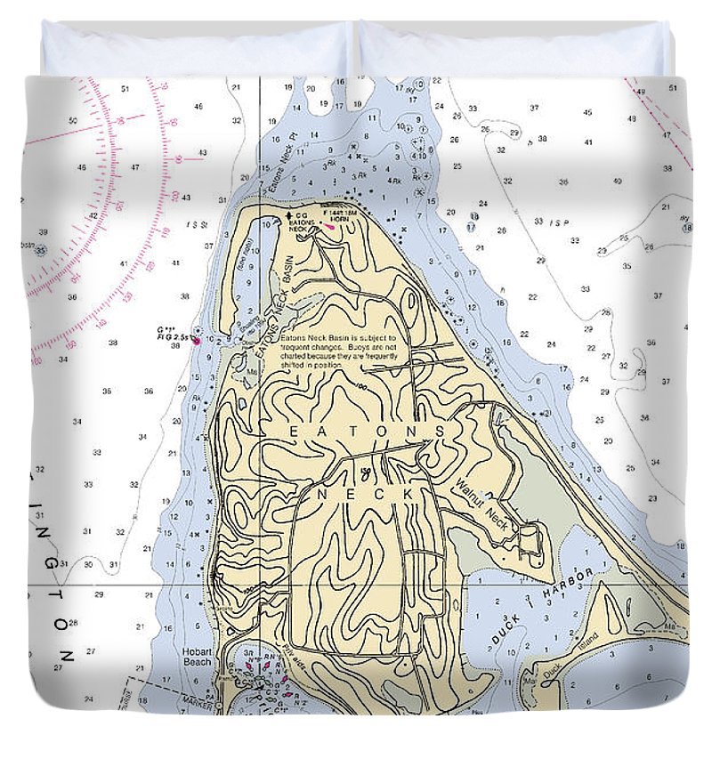 Eatons Neck New York Nautical Chart _V2 Duvet Cover SeaKoast