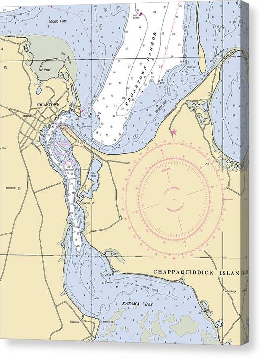 Edgartown-Massachusetts Nautical Chart Canvas Print