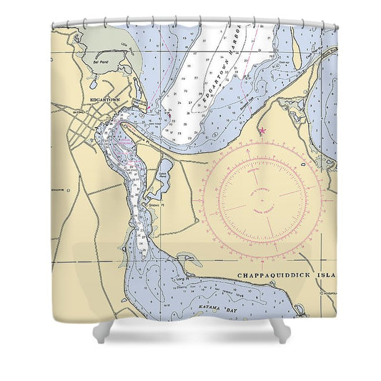 Edgartown Massachusetts Nautical Chart Shower Curtain