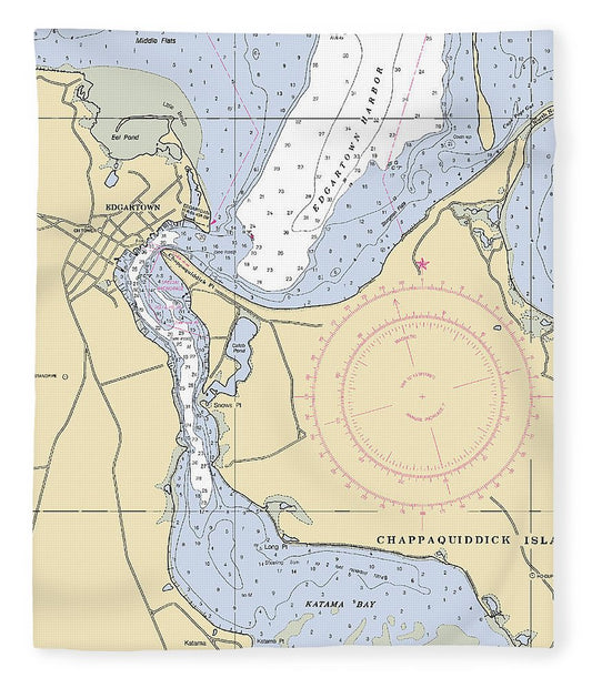 Edgartown Massachusetts Nautical Chart Blanket