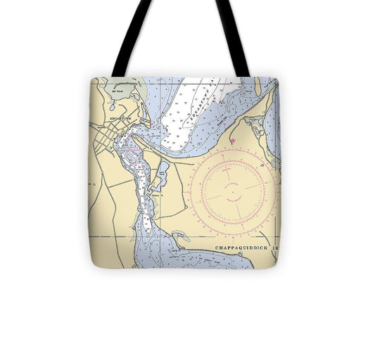 Edgartown Massachusetts Nautical Chart Tote Bag