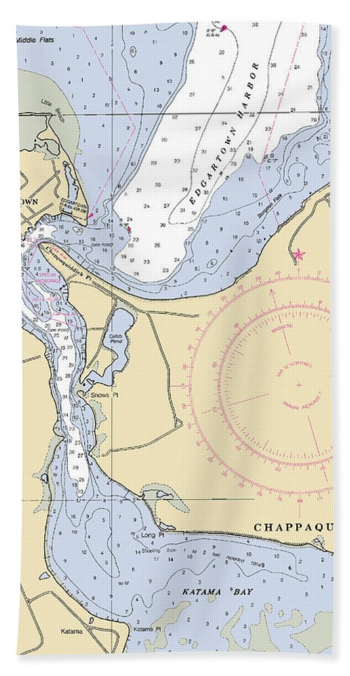 Edgartown-massachusetts Nautical Chart - Beach Towel