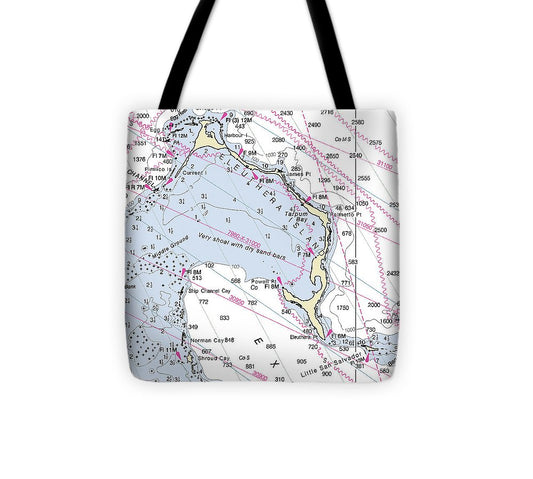 Eleuthera Bahamas Nautical Chart Tote Bag