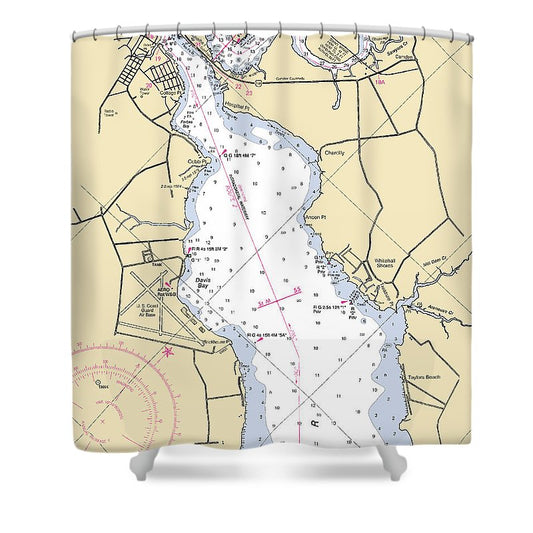 Elizabeth City   North Carolina Nautical Chart _V2 Shower Curtain