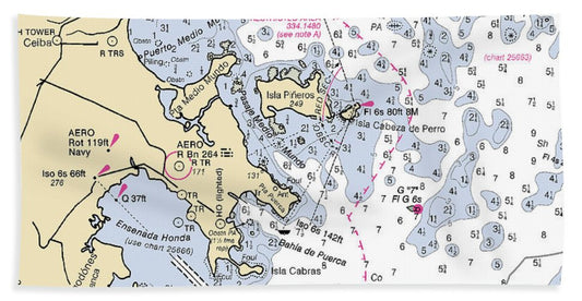 Ensenada Harbor-puerto Rico Nautical Chart - Bath Towel