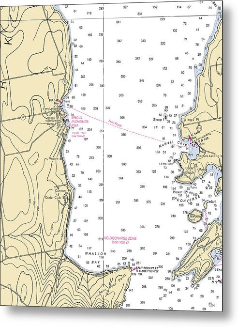 A beuatiful Metal Print of the Essex-Lake Champlain  Nautical Chart - Metal Print by SeaKoast.  100% Guarenteed!