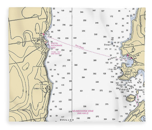 Essex Lake Champlain  Nautical Chart Blanket