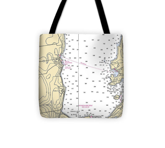 Essex Lake Champlain  Nautical Chart Tote Bag