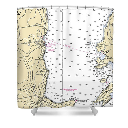 Essex Lake Champlain  Nautical Chart Shower Curtain