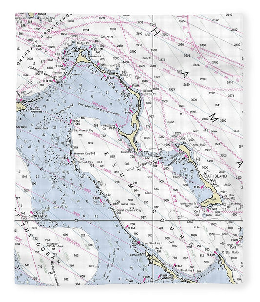 Exumas Bahamas Nautical Chart Blanket